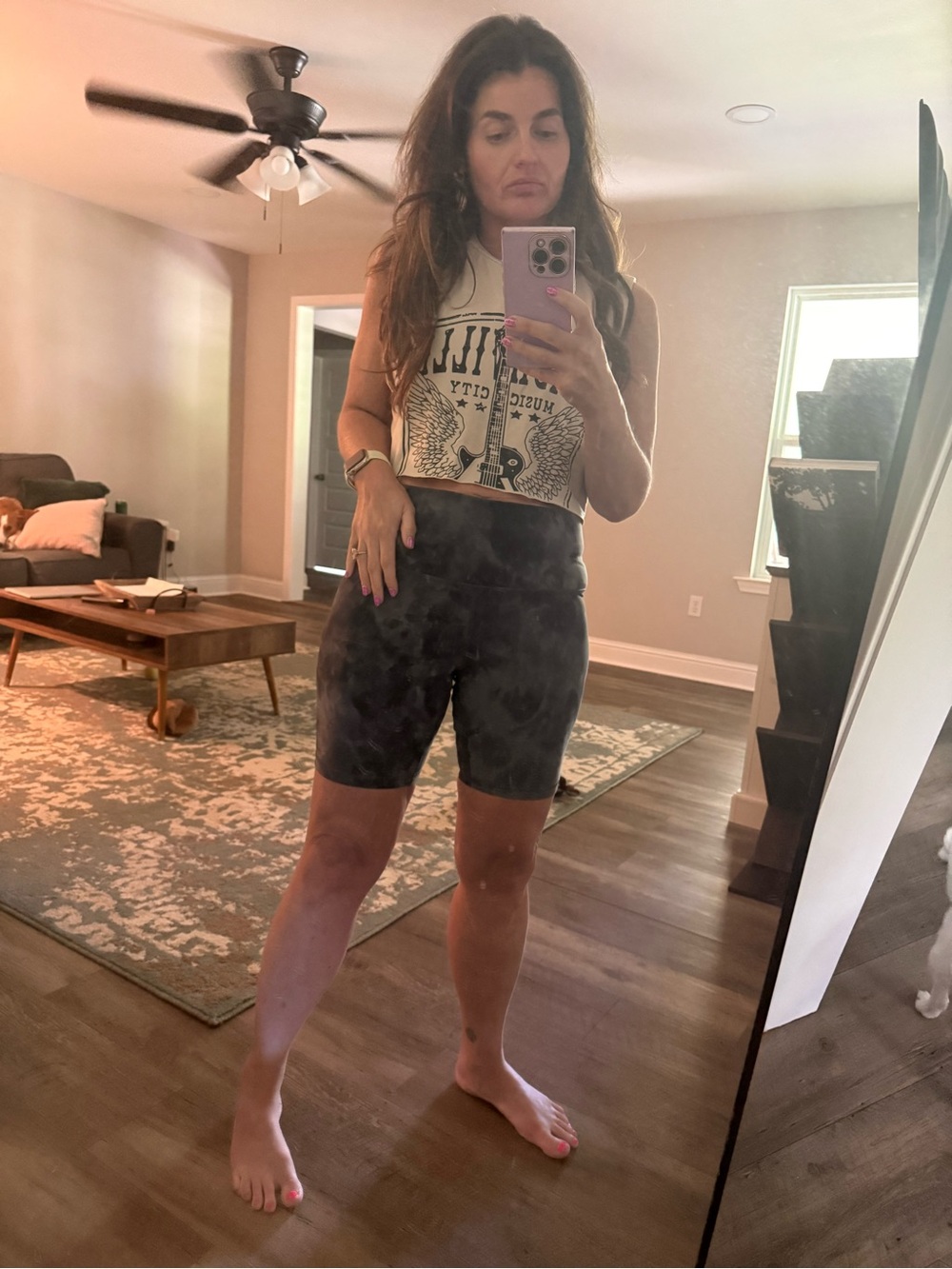 Lululemon 🍋 High-Waist Black Tie-Dye Bike Shorts